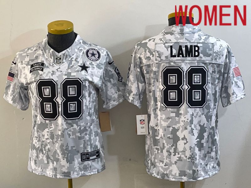 Women Dallas Cowboys 88 Lamb Nike Arctic Camo 2024 Salute to Service Limited NFL Jersey style 1